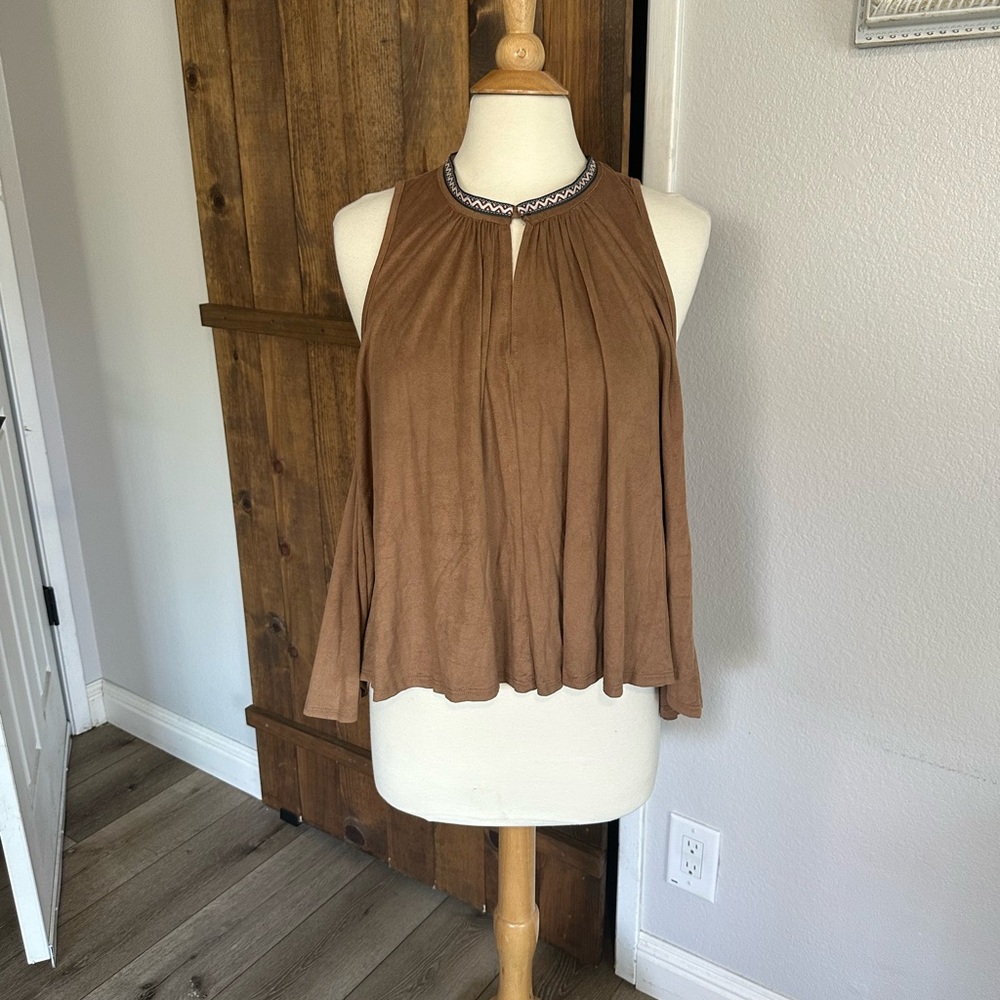 Freeway Brown Pleated Blouse